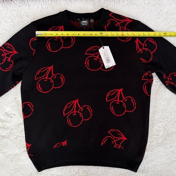 WESC,Size XL,Black Sweater with Red Cherry Pattern - Picture 12 of 17
